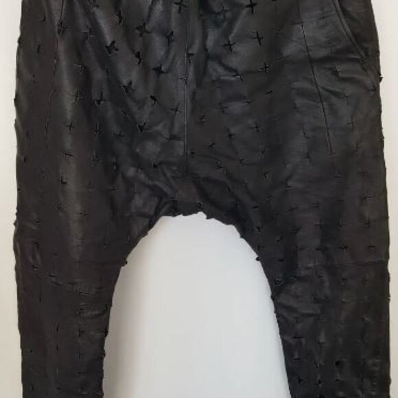 Size: L Tuesday Night Band Practice Men's Real Cut Out Leather Sweat Pant - Picture 4 of 8